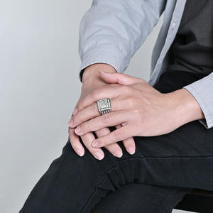 Men's Gold Plated <b>Titanium</b> Steel <b>Ring</b> Geometric Micro Pave Diamond Full Inlay Fashion Jewelry Gift - Product Image 3