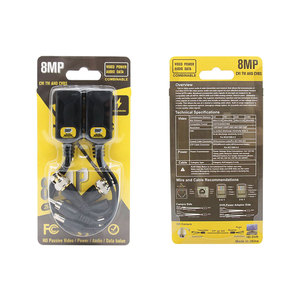 Передача 300 м 12-36 В витая пара передатчик 3 в 1 видео Мощность аудио 8 МП Видео балун для видеонаблюдения Аксессуары для монитора - Product Image 6