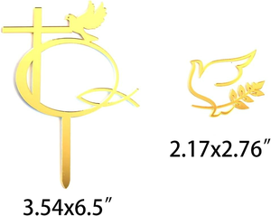 Party Dots Cross Dove Gold Acrílico Ecológico Comunión Bautizo Bautismo Baby Shower Cake Toppers para 8-13 años - Product Image 6