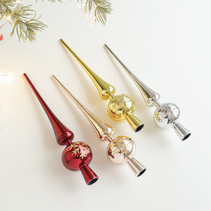 Neue Kürbisbaumspitzen-Sterne, galvanisiert, mit Schneeflockenmuster, bunt, kegelförmig/kugelförmig, europäisch-amerikanischer Stil, Weihnachtsdekoration - Product Image 1