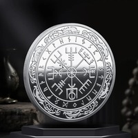 Pièce de monnaie Viking nordique plaquée argent boussole guide pièces commémoratives conception personnalisée Talisman Souvenir pièce de défi vierge