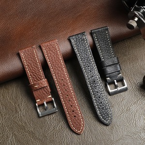 Bracelet de <span class=keywords><strong>montre</strong></span> classique vintage en cuir pleine fleur à motif litchi pour hommes et femmes, 20 22 24MM, à libération rapide, universel - Product Image 5
