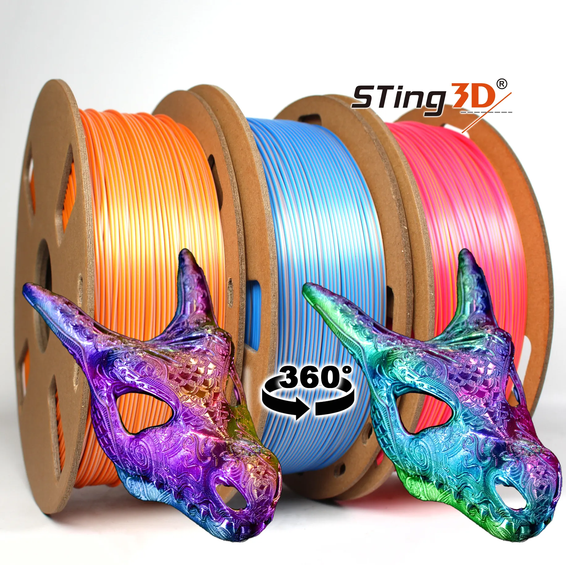 STING3D üç renkli Coextrusion sihirli PLA Filament artı çift renkli Coextrusion sihirli PLA Filament üç renkli filament