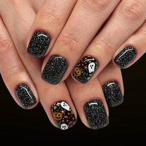 RTS 24 pièces Faux Ongles d'Halloween Rouge Noir Pailleté Dégradé Effet Sang de Araignée Graffiti Lettres Prix de Gros - Product Image 2