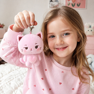 Porte-clés en peluche personnalisé, design de <span class=keywords><strong>chat</strong></span> rose mignon, services entièrement personnalisés, 20 ans d'expérience dans la fabrication de jouets en peluche - Product Image 4