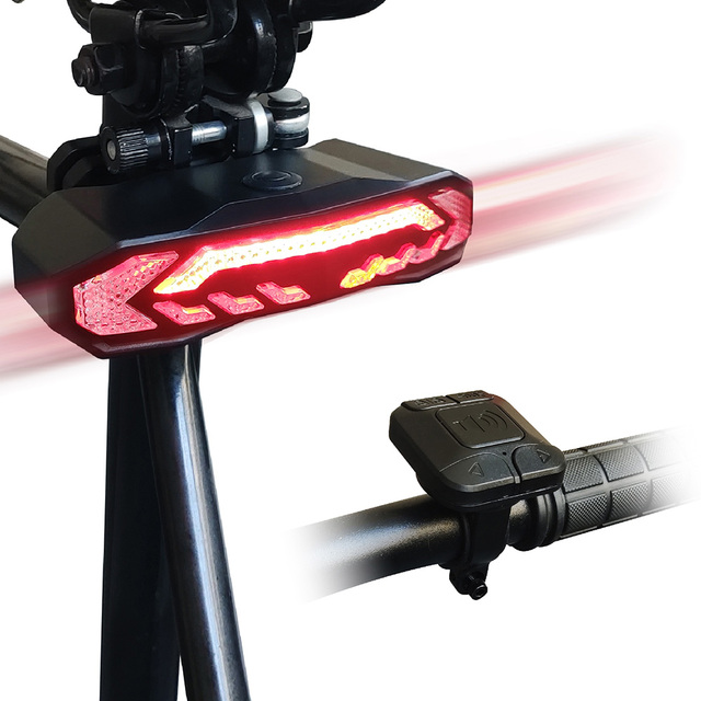 Remote Control USB Rechargeable Rainproof 5in1 Scooter Ebike Motorcycle Bike Bicycle Alarm Led Rear Light with Turn Signals