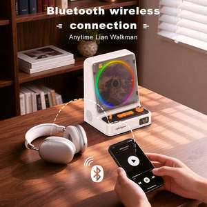 Lecteur CD portable rétro avec blocs de couleur, couvercle anti-poussière de bureau avec écran et bouton de commande, lecteur de musique audio HiFi - Product Image 2