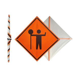 Laranja reflexivo PVC vinil roll-up sinal temporário construção dobrável e durável homens trabalhando símbolo - Product Image 3