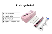 Stylo perceuse à ongles rechargeable 35000 tr/min 2-en-1 avec lampe UV LED pour le durcissement du vernis gel, machine de manucure et nail art OEM ODM