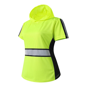 High Visibility Fluorescent Yellow Breathable Soft Feel Polyester Fabric Quick Dry Traffic Protective Reflective <b>Polo</b> Golf Shirt - Product Image 1