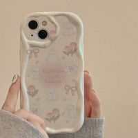 Coque de téléphone portable en TPU avec motif floral mignon et bord ondulé, coque arrière crème pour iPhone 16 11 15 17 Air 18 Pro Max