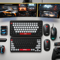 Desain baru kustom warna-warni 2.4G BT USB nirkabel Model ganda 78 tombol Keyboard dan Mouse Keyboard membran kombo
