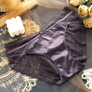 High-End Satin Lace Höschen Feminine Mid-Waist Pure Cotton Trans lucent Ladies Briefs Unterwäsche Damen Höschen - Product Image 5