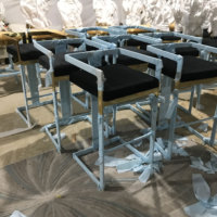 Tabouret de bar remplie de cuir en acier inoxydable, chaise bal, pour maison, hôtel et mariage, vente d'usine,
