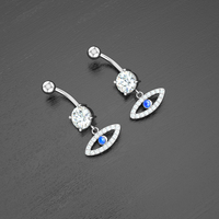 Lot de 10 Piercings de Nombril de Haute Qualité avec Pendentifs Œil, Mélange de 3 Couleurs, en Acier Inoxydable Doré, Bijoux de Piercing de Nombril, Zircon, Cadeau de Mariage