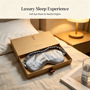 Masque pour les yeux de luxe OEM pour hôtel, masque de sommeil personnalisé avec logo, couvre-yeux de voyage avec boîte cadeau en papier kraft - Product Image 4