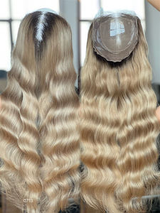 วิกผมมินิแบบใหม่ปี 2026 ผมแท้สีบลอนด์ยุโรป  ฐานผ้าไหม  ขนาด 8*8  ลูกไม้ด้านหน้าแบบอิตาลี/ลูกไม้เต็มศีรษะ สำหรับผู้หญิง - Product Image 2