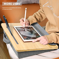 Plateau de bureau personnalisable pour ordinateur portable, plateau souple pour tablette, support rembourré pour ordinateur portable, bureau en bambou avec coussin et tapis de souris