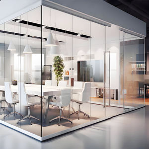 맞춤형 프레임리스 유리 파티션 시스템 알루미늄 프로파일 프레임 투명 강화 유리 패널 현대 오피스 디자인 솔루션 - Product Image 4