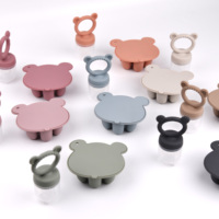 Ours mignon Design bébé fruits mangeoire et mini congélateur plateau à grignoter Combo lait maternel Popsicle moules pour le soulagement du refroidissement