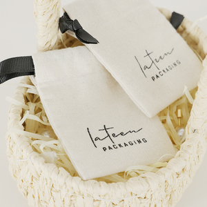 Good Quality White Cotton Pouch Gift Simple Jewelry Bag Cotton <b>Canvas</b> Custom Logo Jewelry Drawstring Pouch - Product Image 6