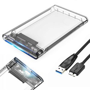 2.5 Inch USB 3.0 <b>External</b> Hard <b>Drive</b> Enclosure Transparent Plastic Case With Led Light For Sata Hdd <b>SSD</b> - Product Image 1