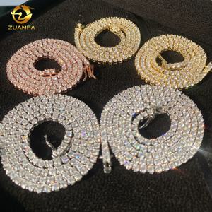 RTS Cadena Gargantilla de Tenis Estilo Hip Hop en Plata 925 con Diamantes Moissanita VVS de 2mm 3mm 4mm 5mm 6.5mm, Joyería Iced Out - Product Image 2