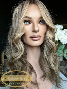 Premium European Hair Brown Base With Caramel Highlight Color Luxe Lace Top Single Knot Silk Liner HD Lace Front Wig For Women