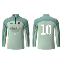 89% poliéster 11% spandex Entrenamiento Fútbol Cuarto Cremallera Manga larga Logotipo personalizado Camiseta de manga larga
