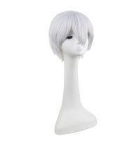 Perruque synthétique courte argentée blanche à pointes, Kaneki Ken Tokyo Ghoul, résistante à la chaleur, pour cosplay, spectacles et conventions