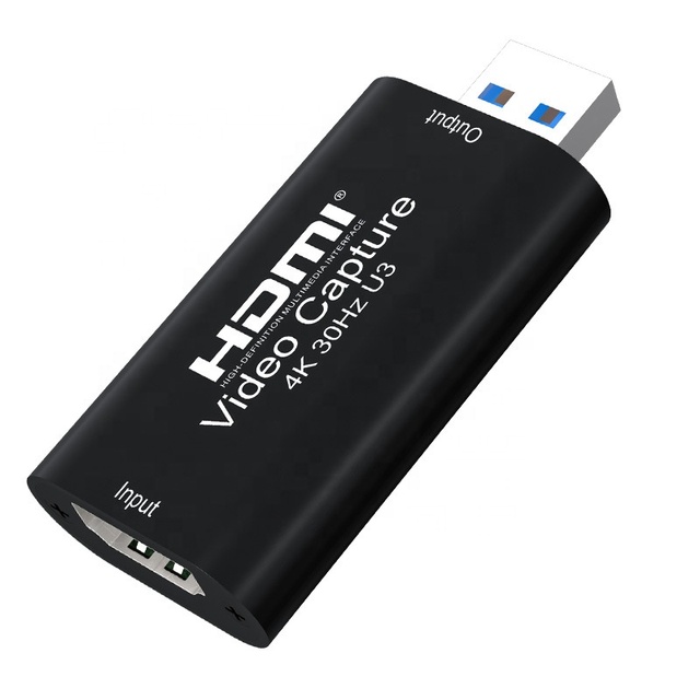USB3.0 4K HD Video Capture Card for Laptops Gaming Live Recording & Monitoring OBS Supported Aluminum Alloy