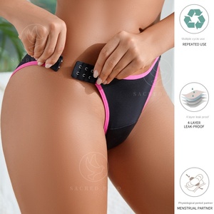 Culottes de Menstruation Féminines Anti-Fuites Allongées avec Boucle Latérale, Onde à Trois Couches - Product Image 2