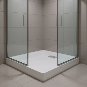 Piatto Doccia SMC 35.4 X 35.4 Quadrato Bianco con Scarico Centrale Design Minimalista - Product Image 2