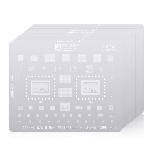 Amaoe Middle Layer Motherboard Repair Tool Steel Tin Mesh CPU BGA Reballing Stencil for IP 6/7/8/X/XS/11/12/13/14/S/P/PM/Mini