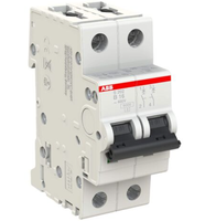 Interruptor automático en miniatura ABB S202-B16 16A de 2 polos tipo B con capacidad de ruptura de 6kA para armario de distribución industrial