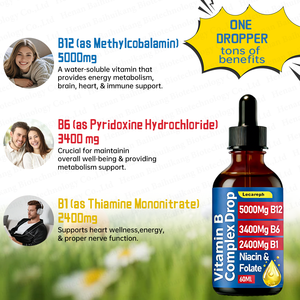 Complesso Vitaminico B in Gocce <span class=keywords><strong>Ultra</strong></span> Potenti, B12, B6, B1, Niacina e Folato Liquidi, Assorbimento Rapido per un <span class=keywords><strong>Boost</strong></span> di Energia - Product Image 3