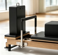 Reformer de Pilates pliable en bois d'érable noir, logo personnalisable, utilisation en salle de sport, à domicile ou en studio, design écologique, exercice de musculation