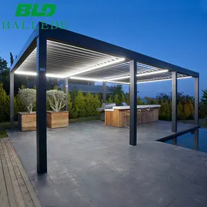 Pérgolas al aire libre de alta calidad para todo tipo de clima Techo de jardín Gazebo Balcón Proveedores de pérgola de aluminio