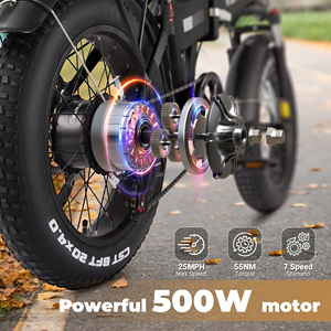 Bicicleta Eléctrica Personalizable Varun S20-1, 500w, 7 Velocidades, 40km/h, Disponible en EE. UU./UE, Bicicleta Eléctrica Urbana Plegable para Adultos, S20-1, 20 Pulgadas, Neumáticos Anchos - Product Image 2