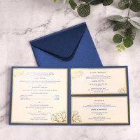 Dunkelblaues Schimmer papier Goldfolien-Text Angepasster eleganter moderner Stil für Hochzeit lädt Jubiläums veranstaltungen mit Umschlag ein
