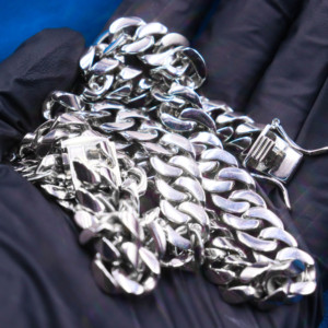 Fine Jewelry Miami Cuban Link Chain 14K/18K Gold Silver Plated 925 Sterling Silver Men collana bracciale con catene in <span class=keywords><strong>rame</strong></span> - Product Image 5