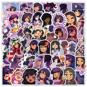 50 buah Anime lucu kartun gadis Aphmau My World stiker
