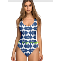 Maillots de bain Gamma Phi Delta Sorority pour femmes, maillot de bain une pièce amincissant, maillot de bain uni, col rond, dos bas