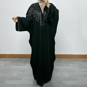 Elegante Ramadán Abaya Kimono-Mujeres Musulmanas <span class=keywords><strong>Jalaba</strong></span> Marroquí Con Cuentas Maxi Vestido Mangas De Murciélago Estilo Kuwaití Ropa De Oración - Product Image 1