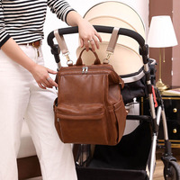 Sac à couches en cuir véritable personnalisé sac à dos pour femmes maman et bébé station à langer caractéristique