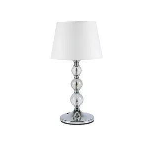 Moderne Tisch lampen 2er-Set Gestapelte Kristall kugel Silber Weiß Trommel schirm für Wohnzimmer Familien schlafzimmer Nachttisch