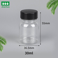 Flacon distributeur en plastique transparent de qualité alimentaire de 30 ml, adapté à l'emballage de bonbons mous et de capsules