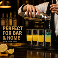 Juego de Vasos de Cristal Modernos y Ecológicos Shunstone de 2oz con Base Pesada (Más de 5 Unidades) con Caja de Madera para Whisky, Tequila y Vodka