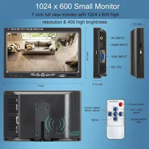 7 Inch Small HDMI Monitor Resolution 1080P Portable IPS Monitor With Remote Control HDMI VGA RCA Input