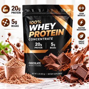 OEM <span class=keywords><strong>Whey</strong></span> Konzentrat 453g Schokoladen-Proteinpulver Natürlich Aromatisiert 20g Protein 5g BCAAs Nahrungsergänzungsmittel - Product Image 1